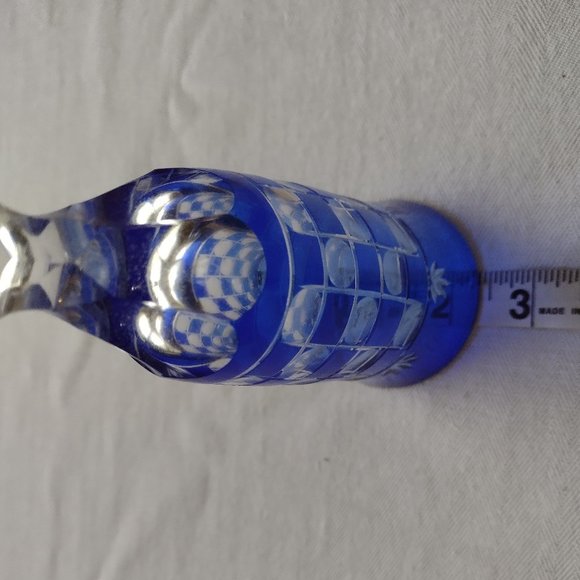 LAST set of 4 Vintage Bohemian Czech Stunning CHAMPAGNE flutes. Blue/Clear - Picture 13 of 14